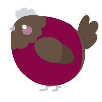 A maroon and bark chicken with a head pattern