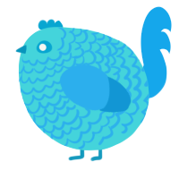 A aqua and sky chicken with a lace pattern