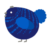 A navy and ultramarine chicken with a bar pattern
