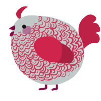 A silver and crimson chicken with a double-lace pattern
