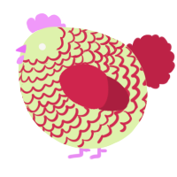 A apple and crimson chicken with a lace pattern