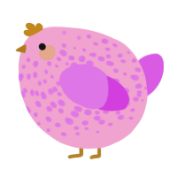 A pink and orchid chicken with a speckle pattern
