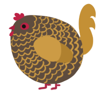 A bark and gold chicken with a lace pattern