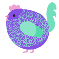 A blurple and mint chicken with a double-lace pattern