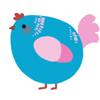A cerulean and pink chicken with a neck-band pattern