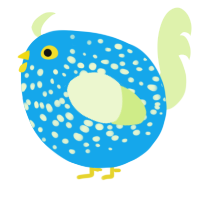 A sky and apple chicken with a speckle pattern