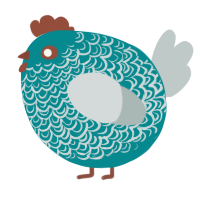 A teal and silver chicken with a double-lace pattern