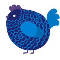 A navy and sapphire chicken with a lace pattern