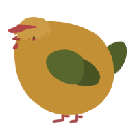 A gold and olive chicken