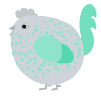 A mist and mint chicken with a speckle pattern