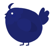 A navy chicken with a head pattern
