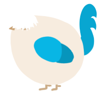 A cream and cerulean chicken