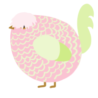A rose and apple chicken with a lace pattern