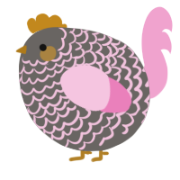 A grey and pink chicken with a lace pattern