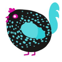 A sable and aqua chicken with a speckle pattern