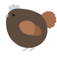 A bark and brown chicken