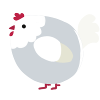 A mist and white chicken with a head pattern