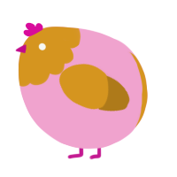 A pink and ochre chicken with a head pattern