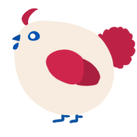 A cream and crimson chicken