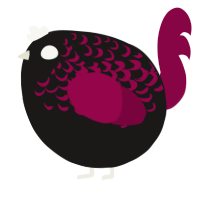 A sable and maroon chicken with a half-lace pattern