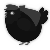 A black and sable chicken with a head pattern