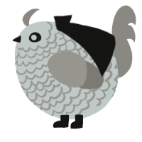A silver and ash chicken with a lace pattern
