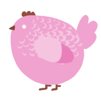 A pink chicken with a half-lace pattern