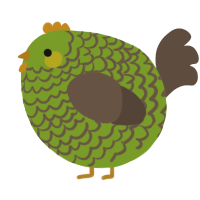 A chartreuse and bark chicken with a lace pattern