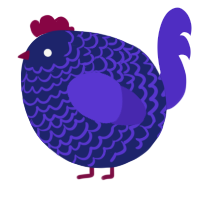 A navy and indigo chicken with a lace pattern