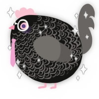 A black and grey chicken with a double-lace pattern