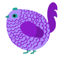 A lilac and violet chicken with a lace pattern