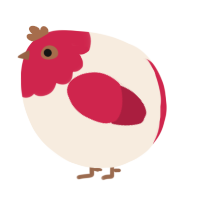A cream and crimson chicken with a head pattern