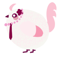 A white and rose chicken with a double-lace pattern