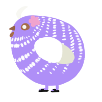 A lilac and white chicken with a bar pattern