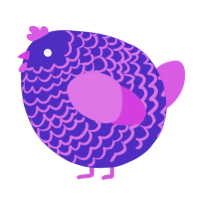A indigo and orchid chicken with a lace pattern