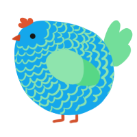 A sky and spring chicken with a lace pattern