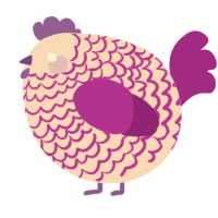 A rose and amethyst chicken with a lace pattern