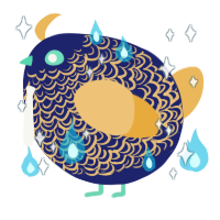 A navy and honey chicken with a double-lace pattern