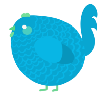 A cerulean chicken with a lace pattern