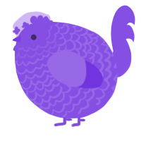 A blurple chicken with a lace pattern