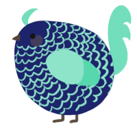 A navy and mint chicken with a lace pattern
