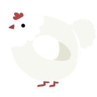 A white chicken with a head pattern