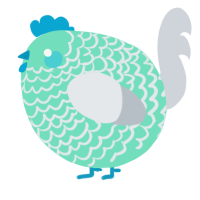 A mint and mist chicken with a lace pattern