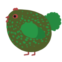 A olive and viridian chicken with a speckle pattern