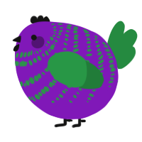 A violet and viridian chicken with a bar pattern