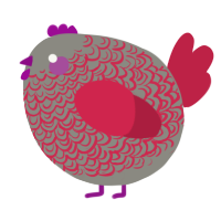 A ash and crimson chicken with a double-lace pattern