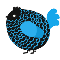 A black and sky chicken with a lace pattern