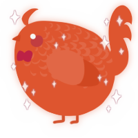 A vermilion chicken with a half-lace pattern