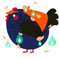 A navy and black chicken with a half-lace pattern