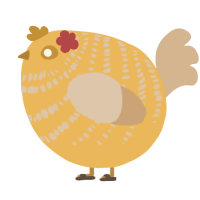 A honey and beige chicken with a bar pattern